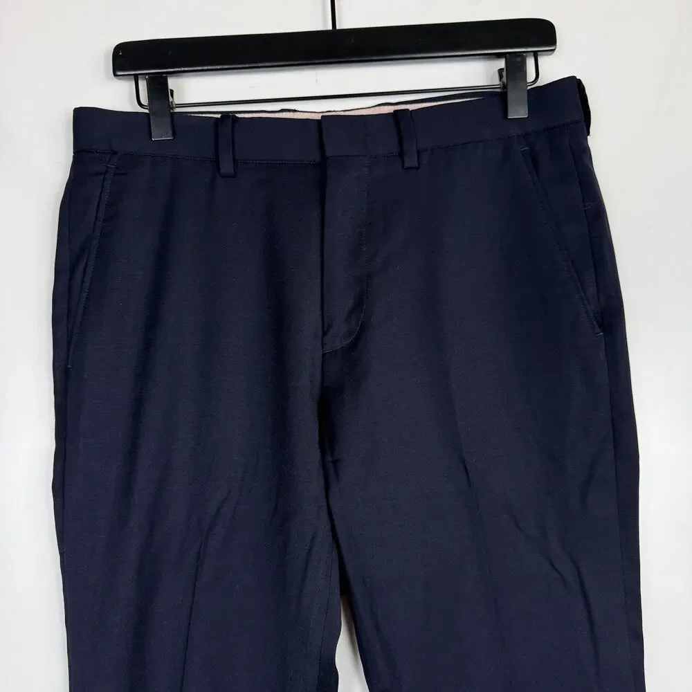 J.Crew Ludlow Slim Fit Men Navy Wool Blend Dress Pants - 30x30 W30 L30